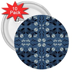 Folk Flowers Print Floral Pattern Ethnic Art 3  Buttons (10 Pack)  by Eskimos