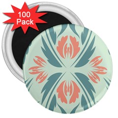 Folk Flowers Print Floral Pattern Ethnic Art 3  Magnets (100 Pack) by Eskimos