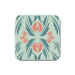 Folk Flowers Print Floral Pattern Ethnic Art Rubber Square Coaster (4 Pack) by Eskimos