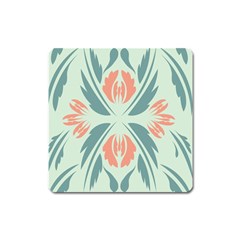 Folk Flowers Print Floral Pattern Ethnic Art Square Magnet by Eskimos