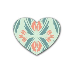 Folk Flowers Print Floral Pattern Ethnic Art Rubber Heart Coaster (4 Pack) by Eskimos