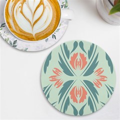 Folk Flowers Print Floral Pattern Ethnic Art Uv Print Round Tile Coaster by Eskimos