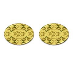 Folk Flowers Print Floral Pattern Ethnic Art Cufflinks (oval) by Eskimos