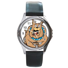 Bulldog-cartoon-illustration-11650862 Round Metal Watch