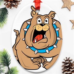 Bulldog-cartoon-illustration-11650862 Ornament (oval) by jellybeansanddinosaurs