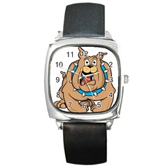 Bulldog-cartoon-illustration-11650862 Square Metal Watch