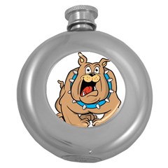 Bulldog-cartoon-illustration-11650862 Round Hip Flask (5 oz)