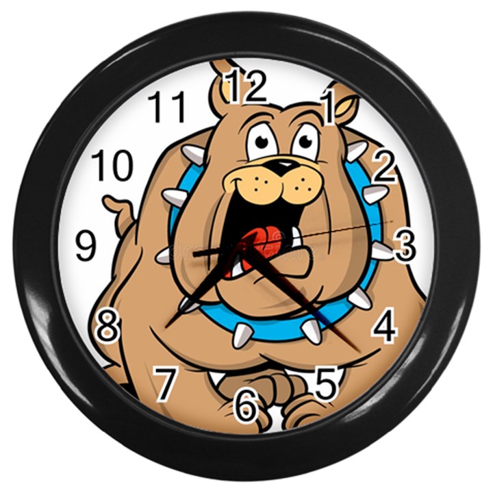 Bulldog-cartoon-illustration-11650862 Wall Clock (Black)