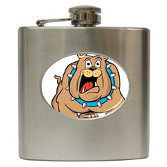 Bulldog-cartoon-illustration-11650862 Hip Flask (6 Oz)