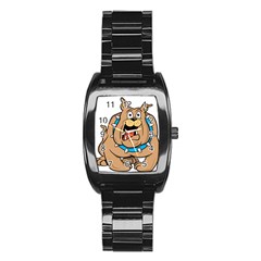 Bulldog-cartoon-illustration-11650862 Stainless Steel Barrel Watch