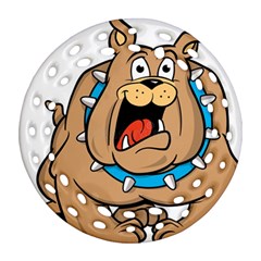 Bulldog-cartoon-illustration-11650862 Round Filigree Ornament (two Sides)