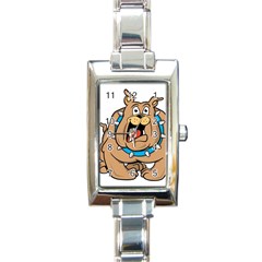 Bulldog-cartoon-illustration-11650862 Rectangle Italian Charm Watch by jellybeansanddinosaurs