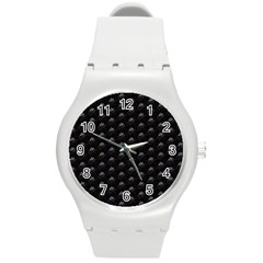 Animal Eyes Close Up Motif Pattern Round Plastic Sport Watch (m)