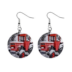 Tractor Parked, Olympus Mount National Park, Greece Mini Button Earrings by dflcprintsclothing