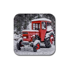 Tractor Parked, Olympus Mount National Park, Greece Rubber Coaster (square) by dflcprintsclothing