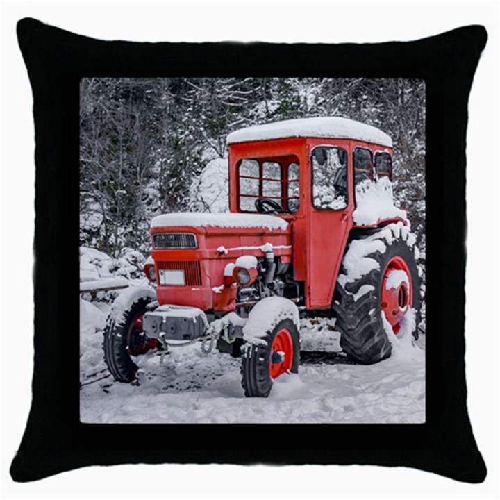 Tractor Parked, Olympus Mount National Park, Greece Throw Pillow Case (Black)