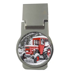 Tractor Parked, Olympus Mount National Park, Greece Money Clips (round)  by dflcprintsclothing