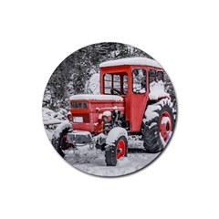 Tractor Parked, Olympus Mount National Park, Greece Rubber Round Coaster (4 Pack)