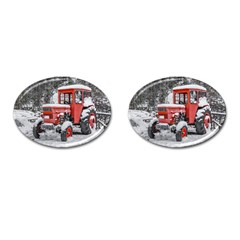 Tractor Parked, Olympus Mount National Park, Greece Cufflinks (oval) by dflcprintsclothing