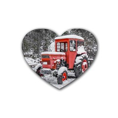 Tractor Parked, Olympus Mount National Park, Greece Rubber Heart Coaster (4 Pack)