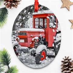 Tractor Parked, Olympus Mount National Park, Greece Oval Filigree Ornament (two Sides) by dflcprintsclothing