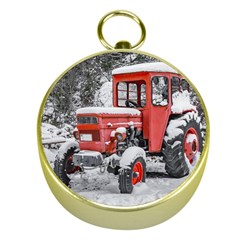 Tractor Parked, Olympus Mount National Park, Greece Gold Compasses by dflcprintsclothing