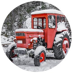 Tractor Parked, Olympus Mount National Park, Greece Wooden Bottle Opener (round) by dflcprintsclothing