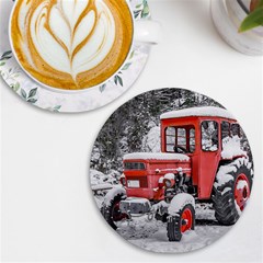 Tractor Parked, Olympus Mount National Park, Greece Uv Print Round Tile Coaster