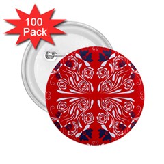 Floral Folk Damask Pattern Fantasy Flowers  2 25  Buttons (100 Pack)  by Eskimos