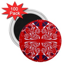 Floral Folk Damask Pattern Fantasy Flowers  2 25  Magnets (100 Pack)  by Eskimos