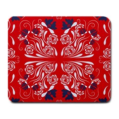 Floral Folk Damask Pattern Fantasy Flowers  Large Mousepads by Eskimos