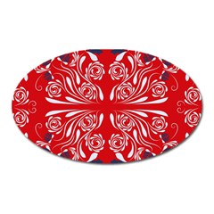 Floral Folk Damask Pattern Fantasy Flowers  Oval Magnet by Eskimos