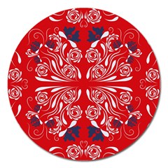 Floral Folk Damask Pattern Fantasy Flowers  Magnet 5  (round) by Eskimos