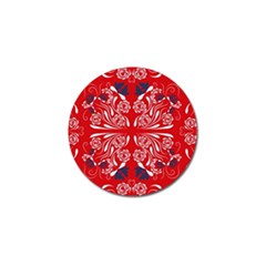 Floral Folk Damask Pattern Fantasy Flowers  Golf Ball Marker by Eskimos