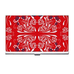 Floral Folk Damask Pattern Fantasy Flowers  Business Card Holder by Eskimos