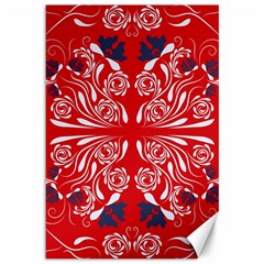 Floral Folk Damask Pattern Fantasy Flowers  Canvas 12  X 18  by Eskimos