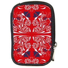 Floral Folk Damask Pattern Fantasy Flowers  Compact Camera Leather Case by Eskimos