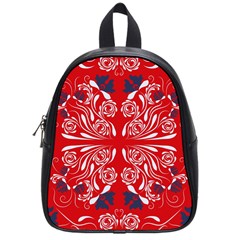 Floral Folk Damask Pattern Fantasy Flowers  School Bag (small) by Eskimos