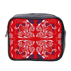 Floral Folk Damask Pattern Fantasy Flowers  Mini Toiletries Bag (two Sides) by Eskimos