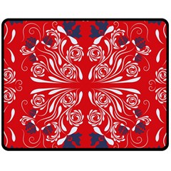 Floral Folk Damask Pattern Fantasy Flowers  Fleece Blanket (medium)  by Eskimos