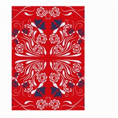 Floral Folk Damask Pattern Fantasy Flowers  Large Garden Flag (two Sides)