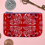 Floral folk damask pattern Fantasy flowers  Large Coin Purse Front