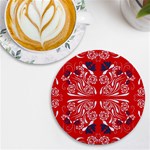 Floral folk damask pattern Fantasy flowers  UV Print Round Tile Coaster Front