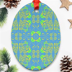 Floral Folk Damask Pattern Fantasy Flowers  Ornament (oval) by Eskimos