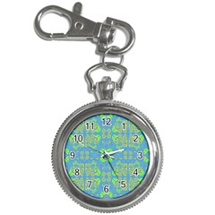 Floral Folk Damask Pattern Fantasy Flowers  Key Chain Watches by Eskimos