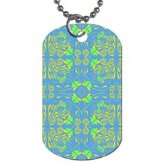 Floral Folk Damask Pattern Fantasy Flowers  Dog Tag (two Sides) by Eskimos