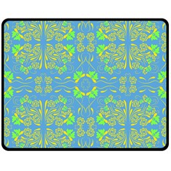 Floral Folk Damask Pattern Fantasy Flowers  Double Sided Fleece Blanket (medium)  by Eskimos