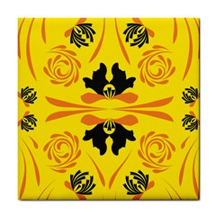 Floral Folk Damask Pattern Fantasy Flowers  Tile Coaster by Eskimos