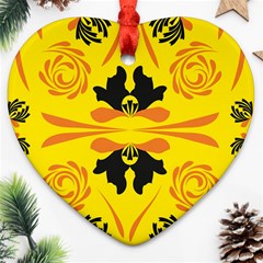 Floral Folk Damask Pattern Fantasy Flowers  Ornament (heart) by Eskimos