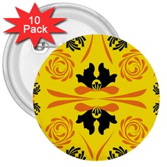 Floral Folk Damask Pattern Fantasy Flowers  3  Buttons (10 Pack)  by Eskimos